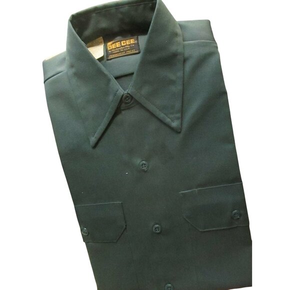 NOS SMALL 14.5 LS True Vtg 70s WASHINGTON DEE CEE UNION MADE Work Shirt GREEN - Picture 6 of 6